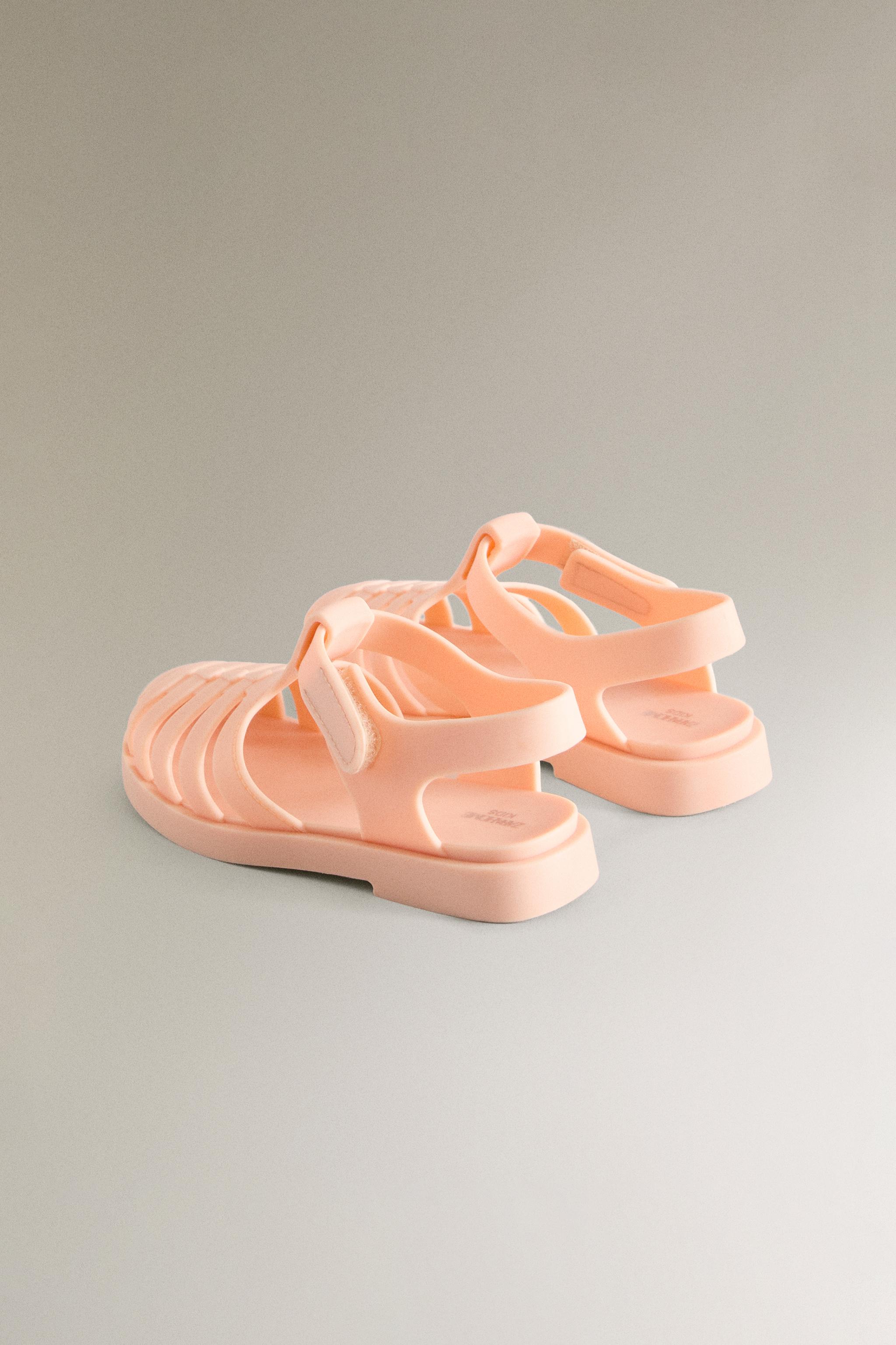 RUBBERIZED CAGE SANDALS WITH HOOK-AND-LOOP STRAP